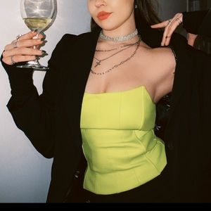 Cute neon ribbed faux leather corset